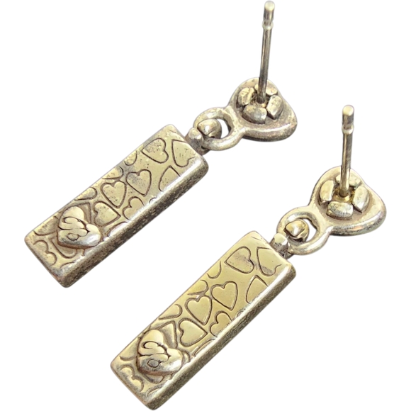 Brighton Silver Green Heart Infinity Beaded Art Deco Dangle Post Earrings - Picture 4 of 5